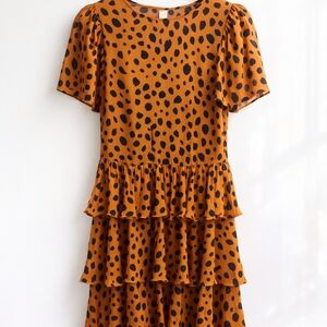 RHODE Black and Brown Spotted Midi Dress